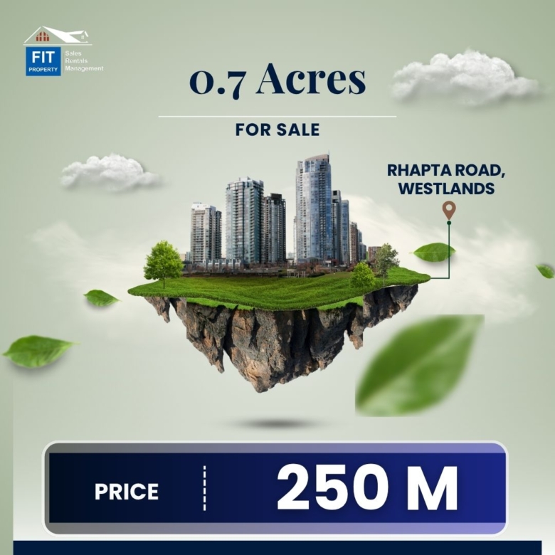 Prime 0.7 Acres Rhapta Road, Westlands Development Site For Sale. Regular Shaped & ideal for immediate development. 250M O.N.O