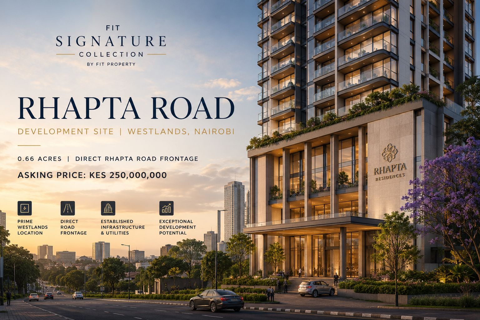 Development site on Rhapta Road in Westlands, Nairobi, offered by FIT Property.